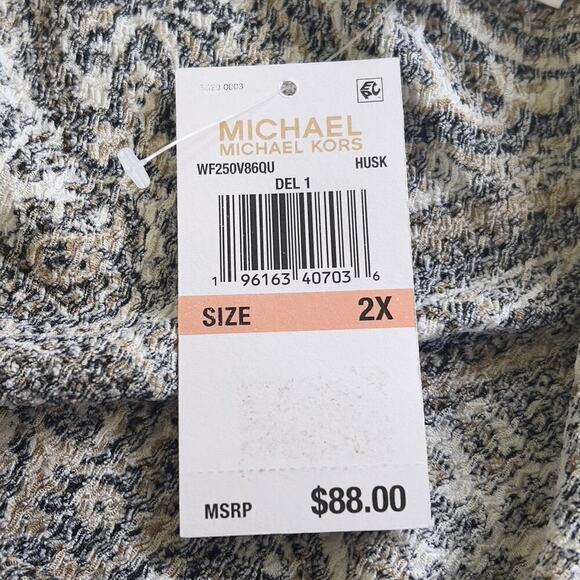 MICHAEL MICHAEL‎ KORS PAISLEY LONG SLEEVE BLOUSE IN HUSK NWT WOMEN'S SIZE 2X - Picture 12 of 16